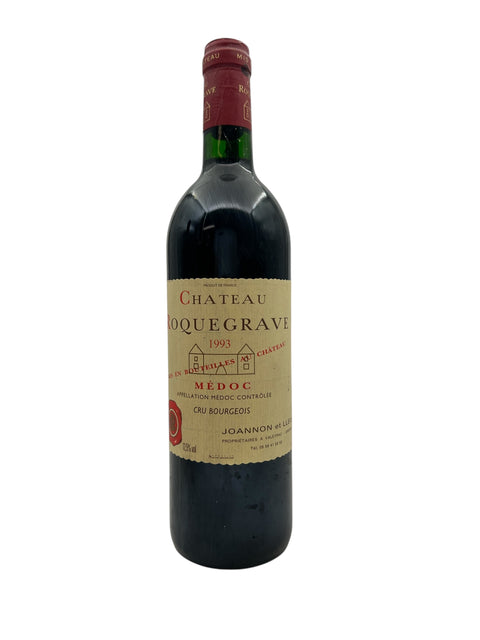Bouteille de vin rouge Château Roquegrave 1993, région Médoc