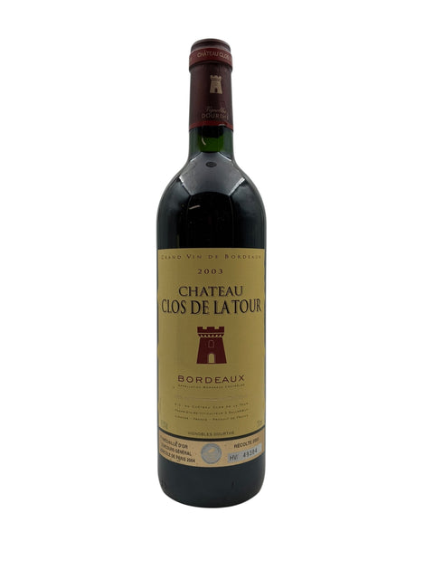Flaske med Chateau Clos de Latour 2003 rødvin fra Bordeaux