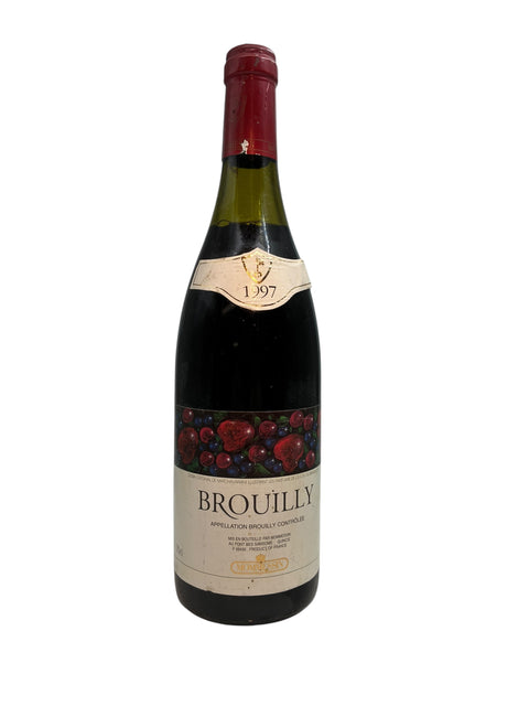 Flaske af Brouilly Mommesin 1997 rødvin