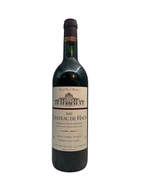 Flaske af Chateau de Haux 2002 rødvin