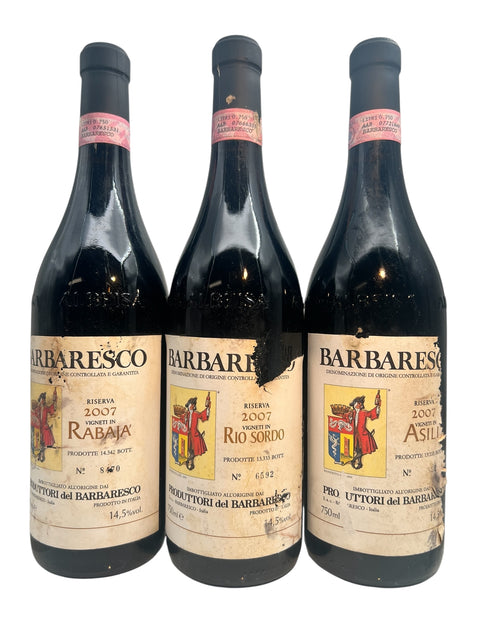 Tre flasker Barbaresco 2007 fra Produttori del Barbaresco