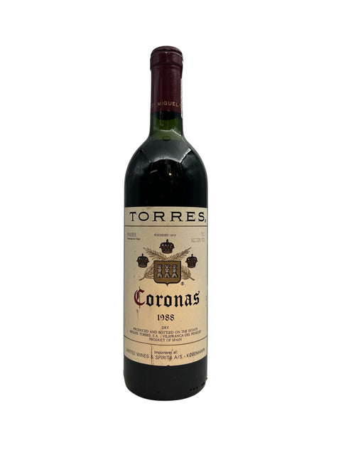 Flaske af Coronas Torres 1988 rødvin