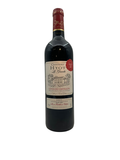 Flaske af Château Hyot 2003 rødvin fra Côtes de Castillon