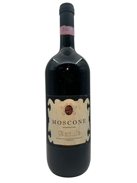 Flaske af Barolo Moscone 2018 med etiket