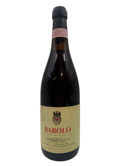 Barolo flaske med etiket fra 1975 fra producenten A. Brteletti & F.lli