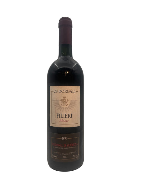 Italiensk rødvin Filieri Dorgali 1993 flaske
