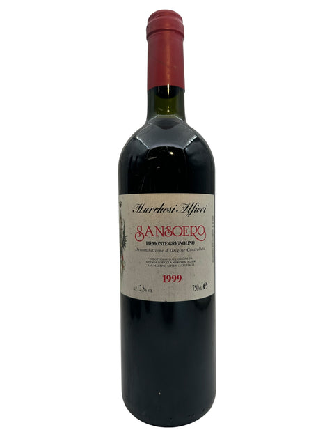 Flaske Sanroero rødvin fra Marchesi Alfieri årgang 1999