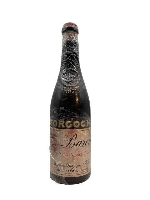 Barolo Borgogno 1957 flaske med klassisk design